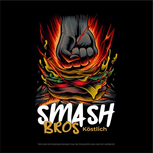 Smash Bros Logo Design For Burger Shop