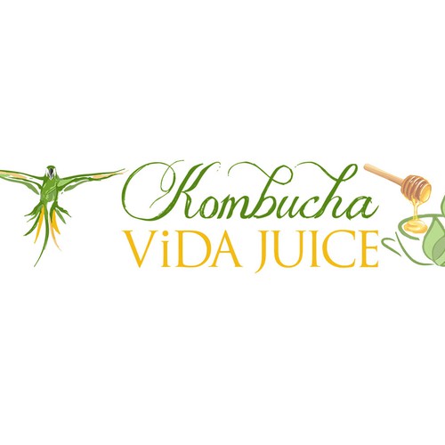Logo Etiqueta Zuma de Te verde y Miel