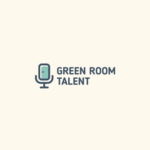 Creative logo for speaker coaching agency called Green Room Talent