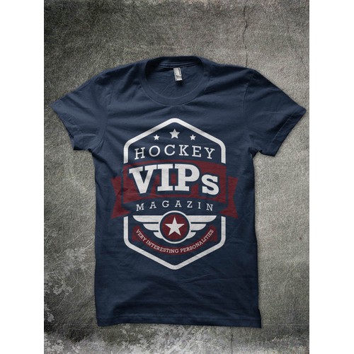 Create an awesome T-shirt design for a unique magazine about ice hockey