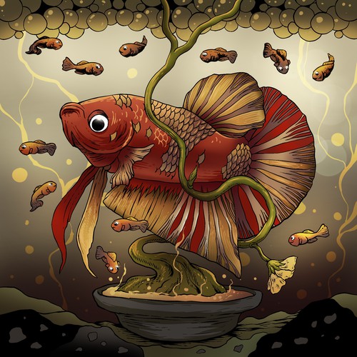 Betta Fish with Fry
