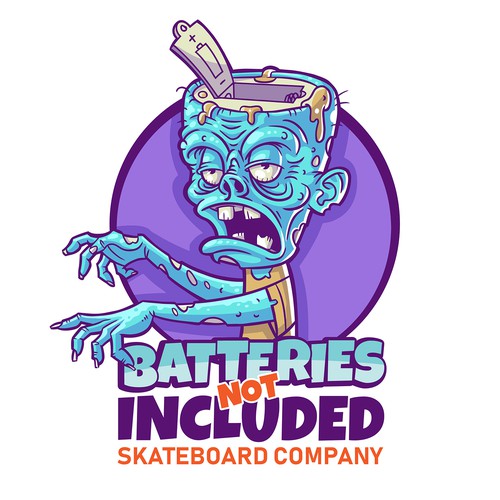 Hand drawn look vector Zombie Illustration for Skateboard Company