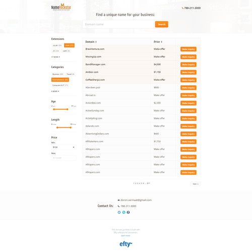 Domains search for SaaS domain marketplace