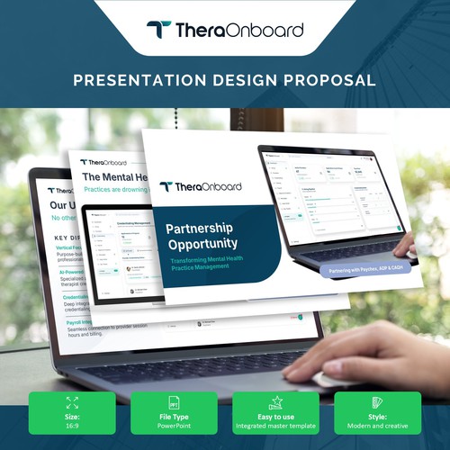 modern and clean presentation design for TheraOnboard