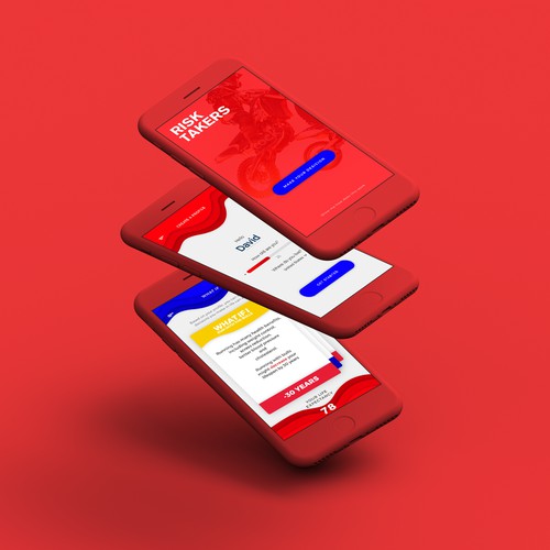 Bold UI concept for risk taking app.