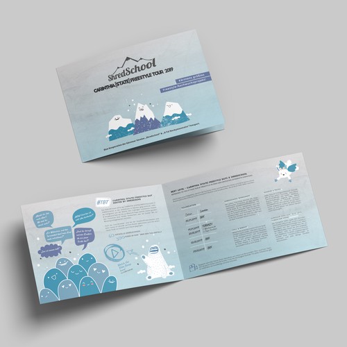 Horizontal bifold brochure for snowboard school event