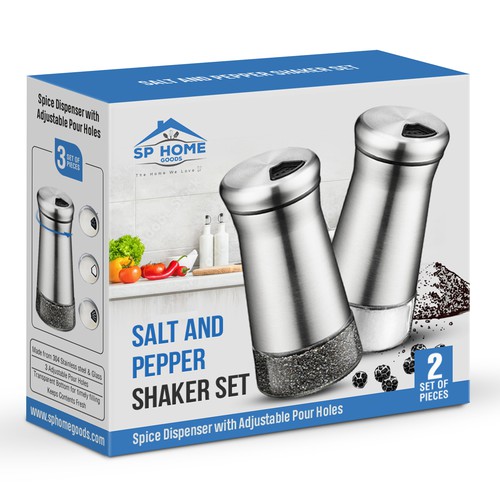 A Classic box packaging for a salt & pepper shaker set