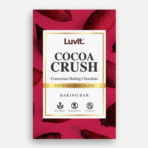 Design a standout label for a couverture chocolate baking bar