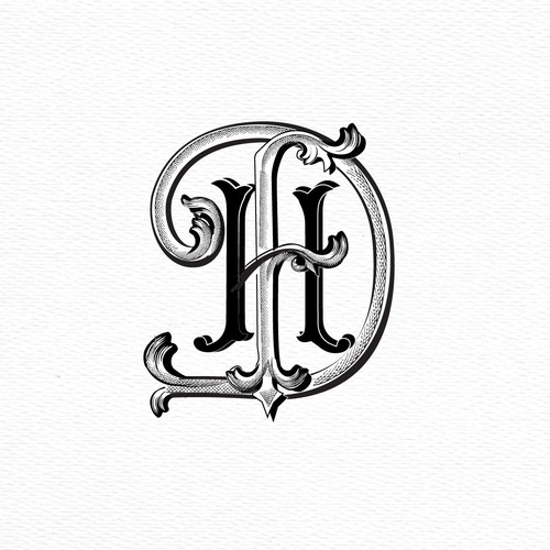 Sophisticated monogram with an aristocratic style for a private foundation