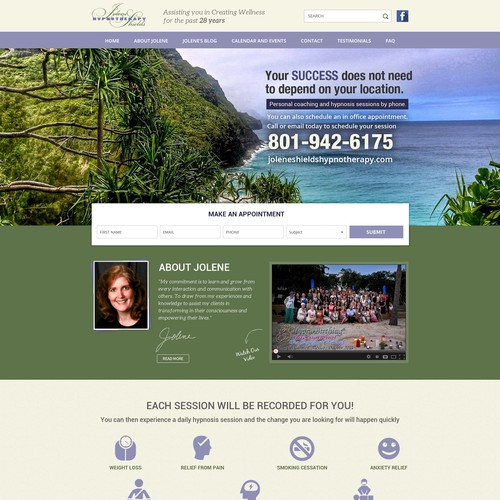 Home Page Design For Jolene Shields Hypnotherapy
