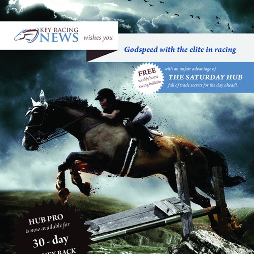 Create a captivating full page advert for a national horse racing magazine