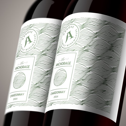 Letterpress style wine label with repeating pattern