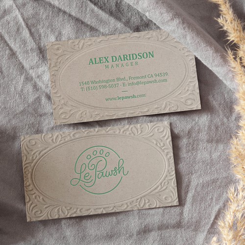 Embossed craft paper business card