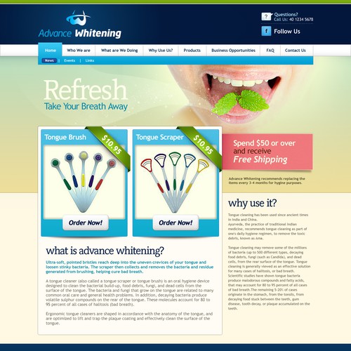 New website design wanted for Advance Whitening