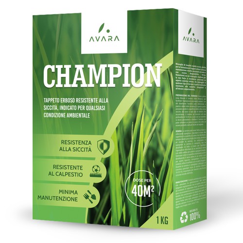 Box design for Avara Champion lawn seeds