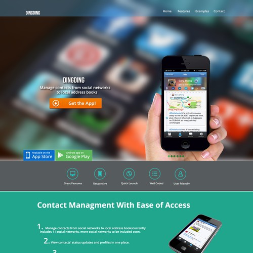 landing page for iphone App