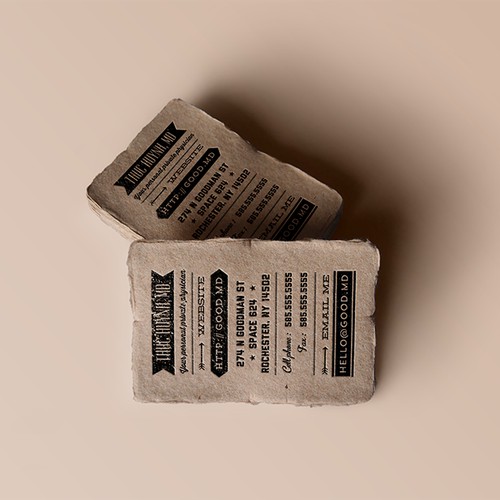rustic vintage business card for a not so typical doctor's office