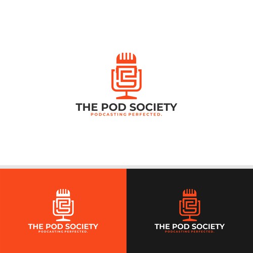Modern Communication Logo with Orange Podcast Mic: Integrated Professionalism and Creativity