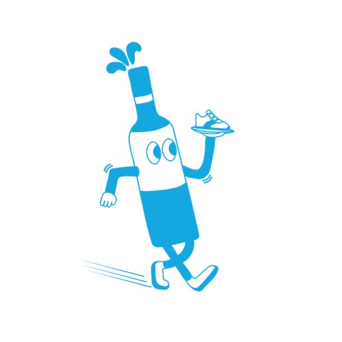 Running wine bottle logo