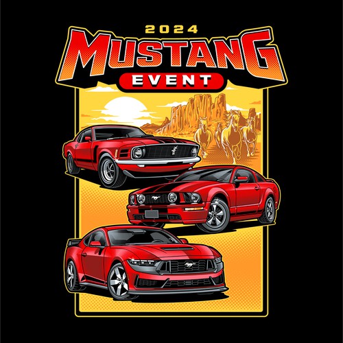 Mustang Event 2024 T-shirt Illustration