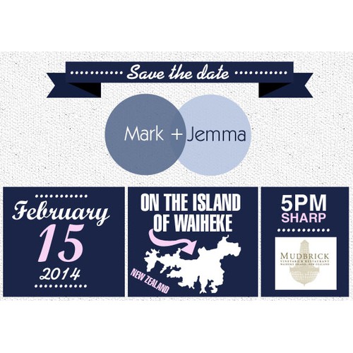 Create the next postcard or flyer for Mark & Jemma's Wedding