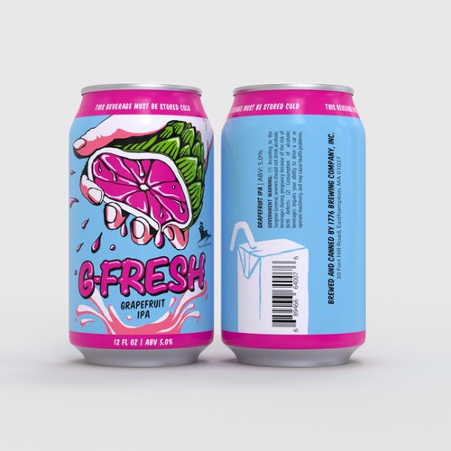 Colorful grapefruit beer label