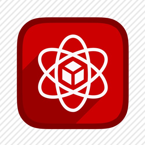 App icon featuring atom symbol