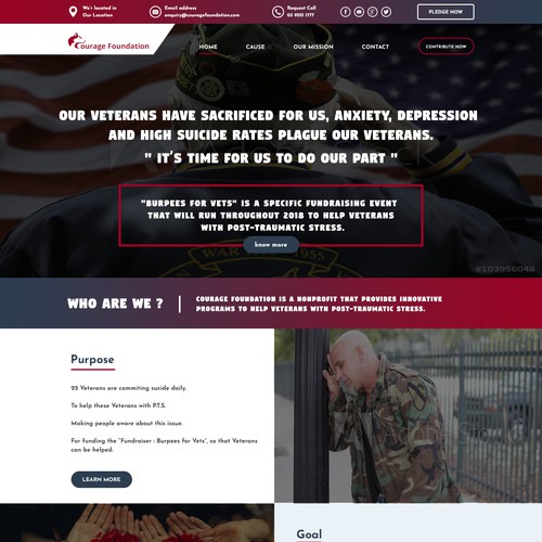 Web page design for Courage Foundation.