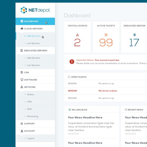 Control Panel for Cloud Hosting Provider