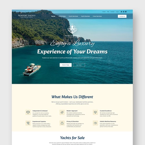 Landing Page For Yacht Brokerage