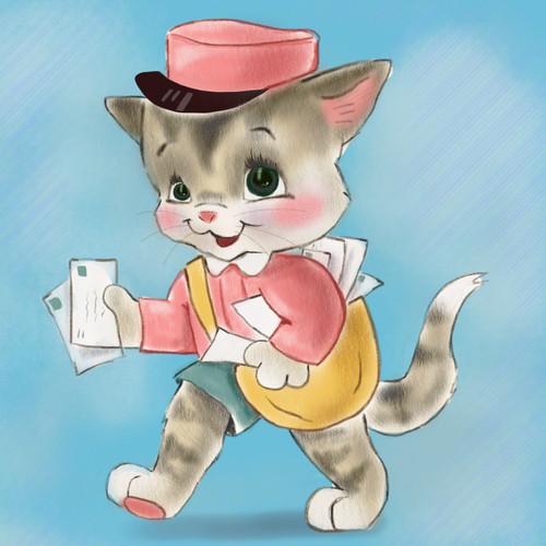 Kitty Mail Carrier Illustration