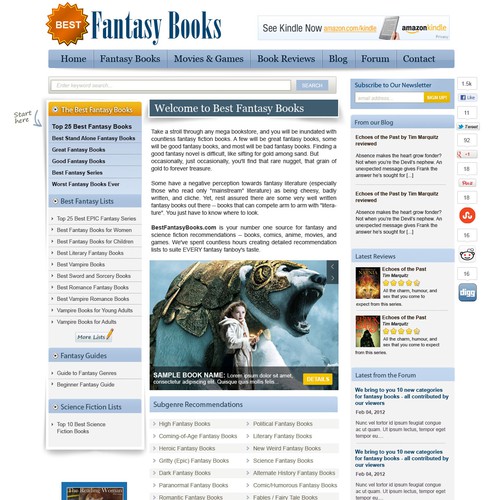 Website Concept for Best Fantasy Books