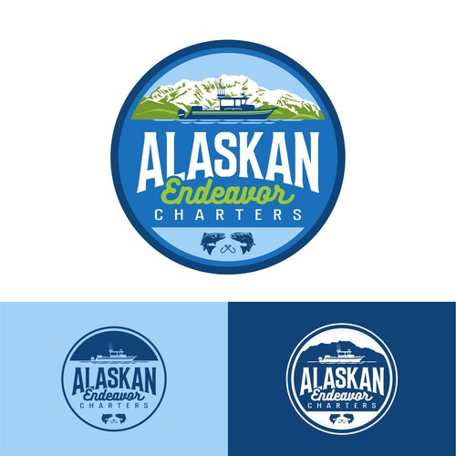 logo concept for fishing charters boat in alaska