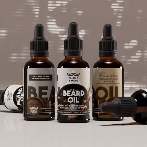 Beard Oil Bottle Label Design