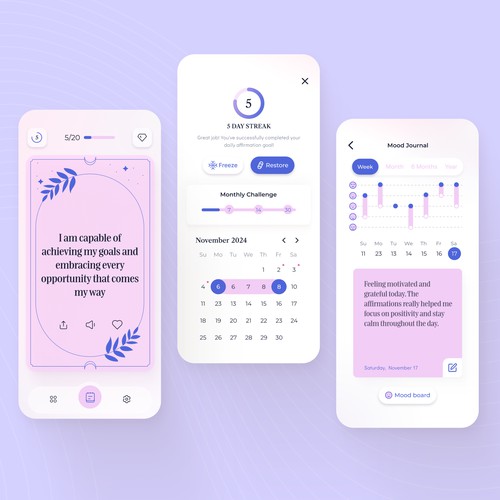 Affirmation App Interface Design