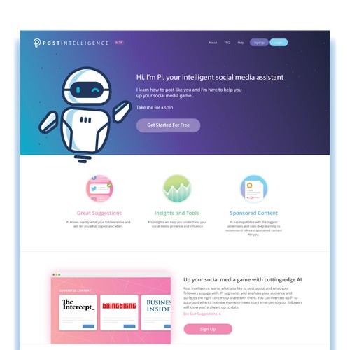 Robot Mascot for Artificial Intelligence and Social Media service