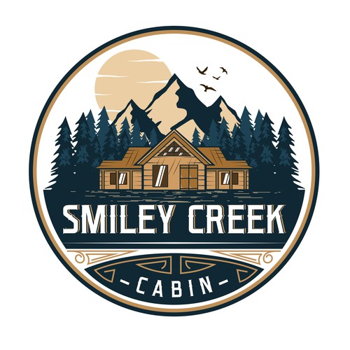 Vintage emblem logo for Smiley Creek Cabin