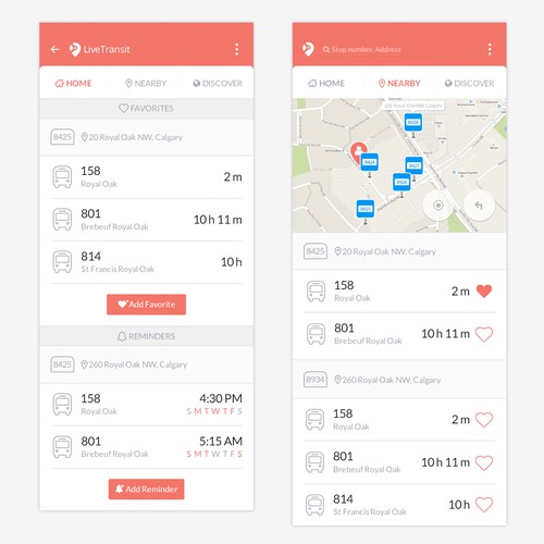 Transit app UI design