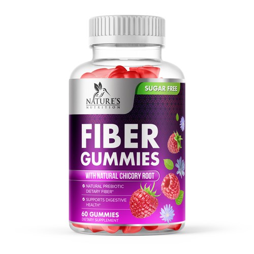 Fiber Raspberry Gummies Label Design