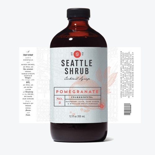 Design a bottle label for a cocktail "shrub" syrup