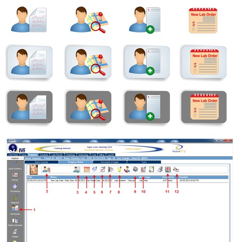 Create set of icons or buttons for Electronic Medical Records software (User Interface)