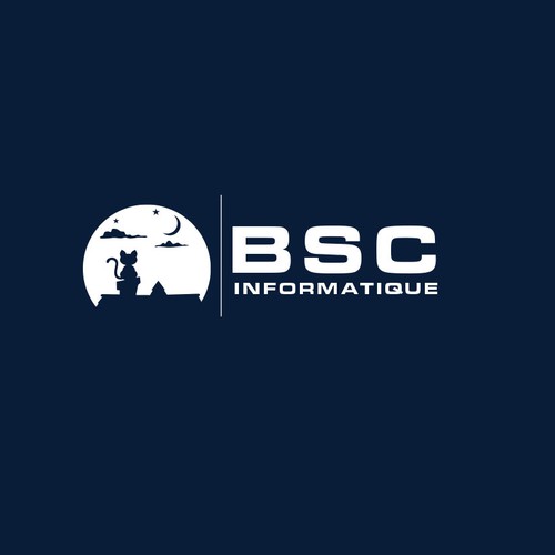 Combination logo with cat illustration