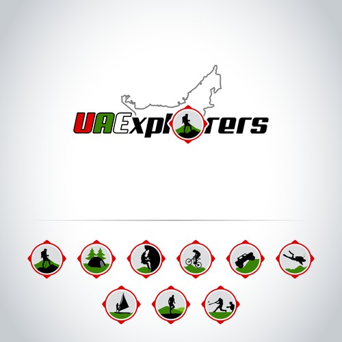 Create a strong, bold, adventurous logo for UAExplorers