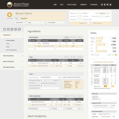 Cleaned up brewer's recipe creation page