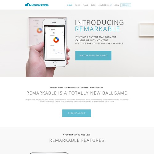 Landing page for Remarkable CMS