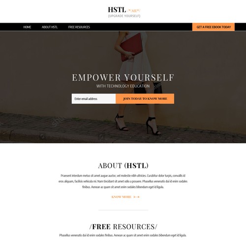 Home page design for an educational website
