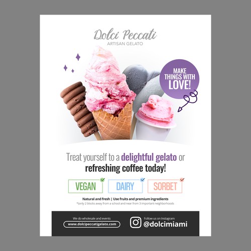 Clean, simple and beautiful style artisan gelato flyer