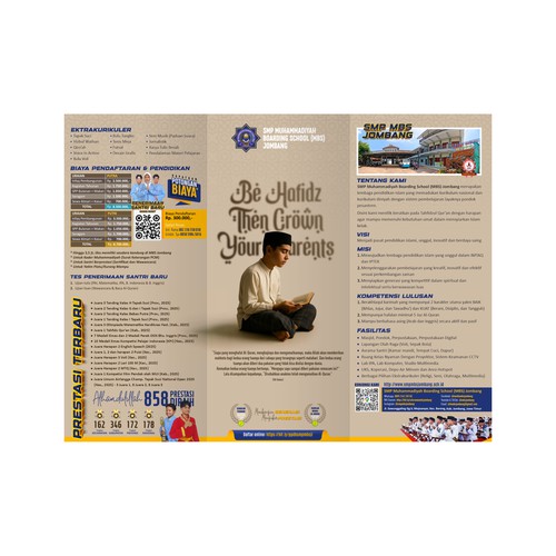 Trifold brochure for a boarding school