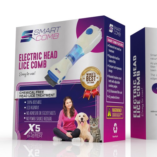 Electric Head lice comb packaging