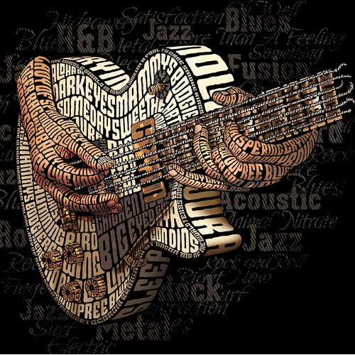 Electric Guitar (Les Paul) Typography Illustration